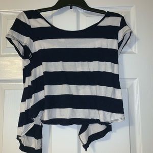 Charlotte Russe navy and white, split back top